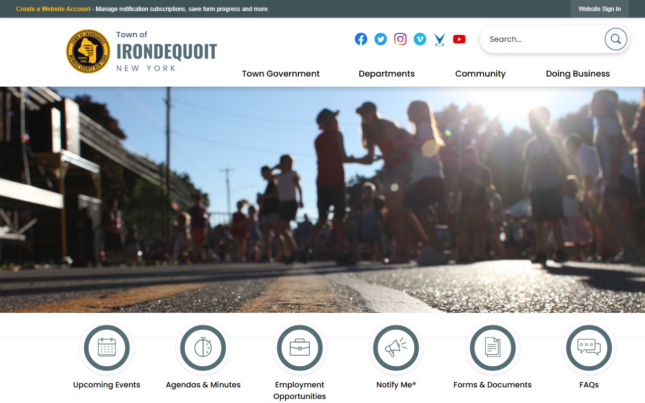 Town of Irondequoit clerk website for court docket records