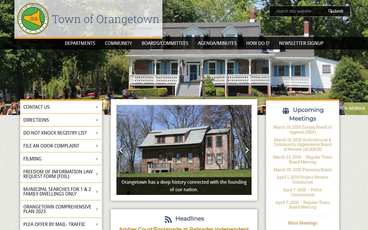 Town of Orangetown clerk website for court docket records