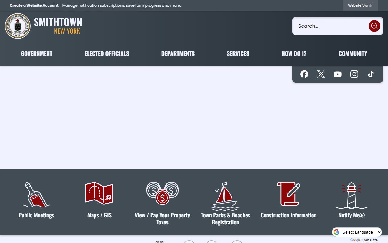 Town of Smithtown Clerk website for court docket records