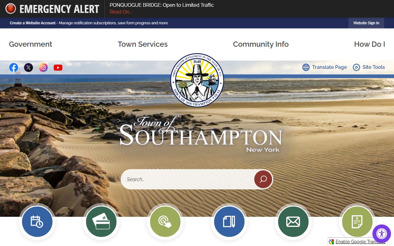 Town of Southampton clerk office website for court docket records