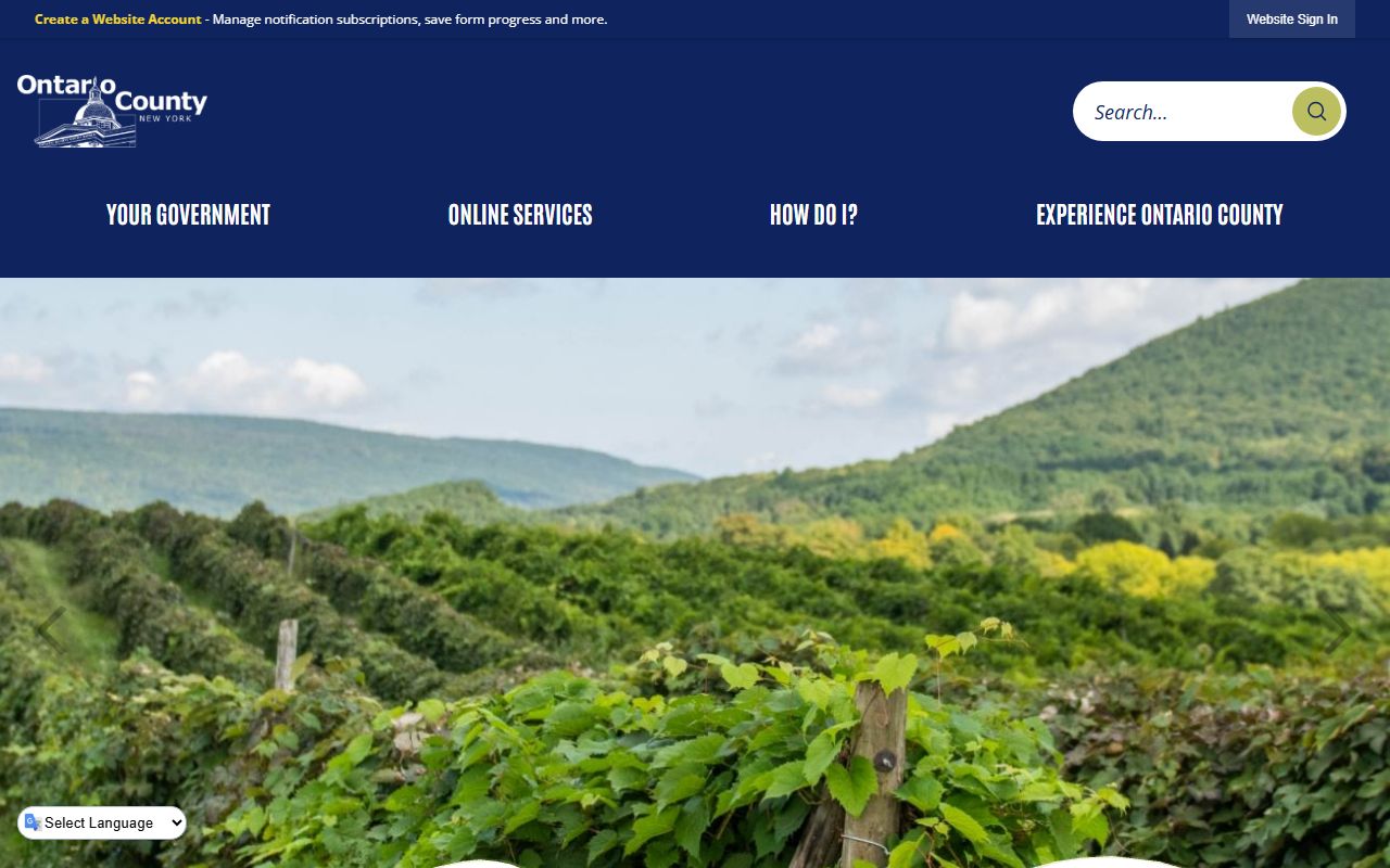 Ontario County government portal for court records