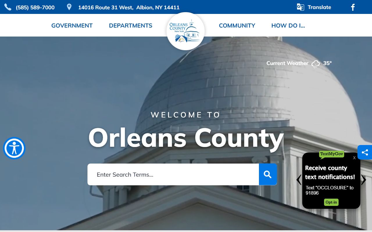 Orleans County government portal for court docket records