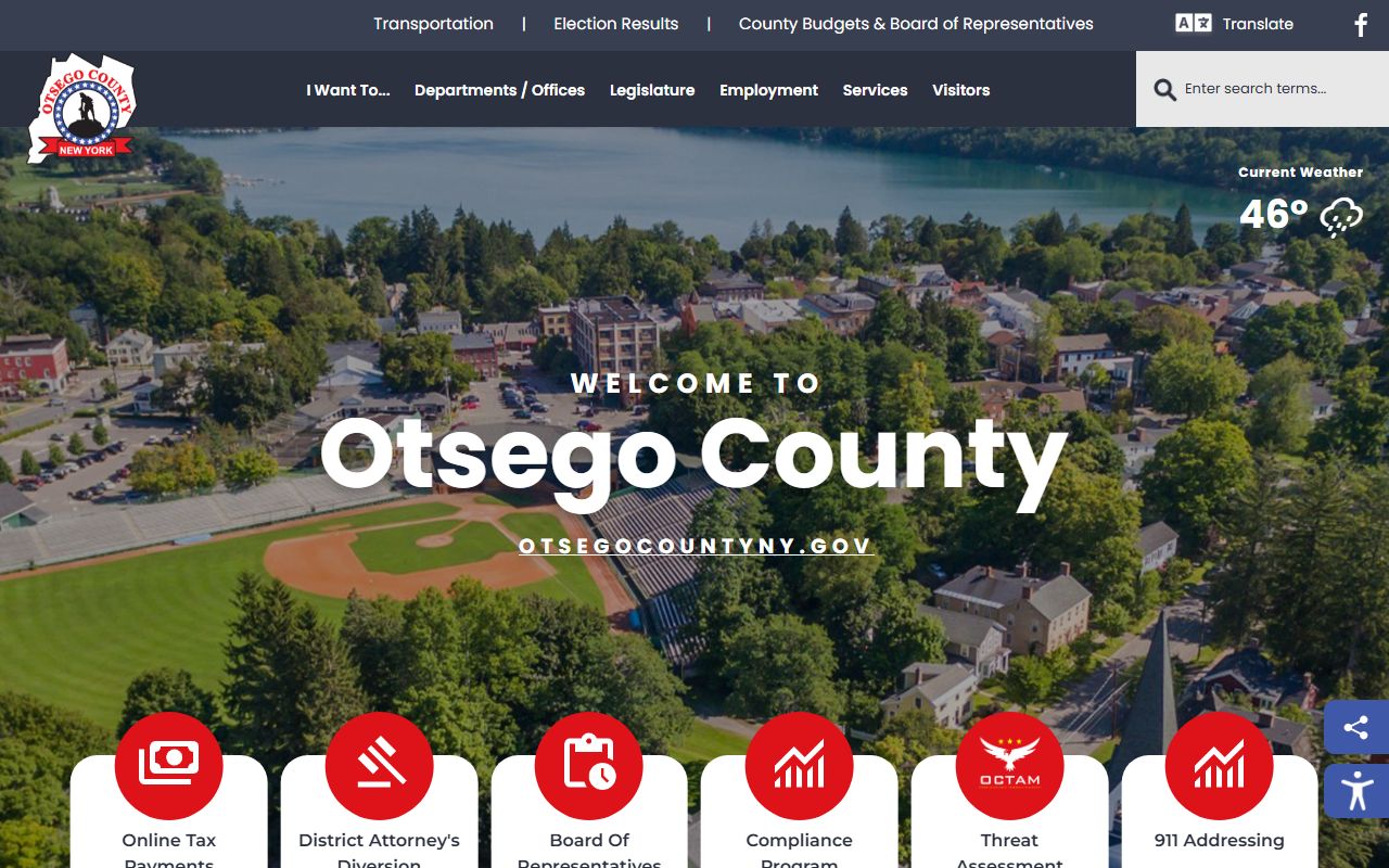 Otsego County government portal for court docket records