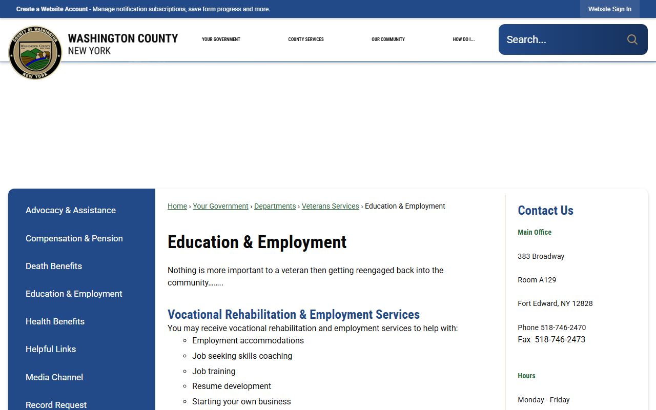 Washington County Clerk office for court docket records